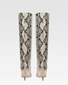 STIVALI IN PELLE CON STAMPA PITONE NATURALE