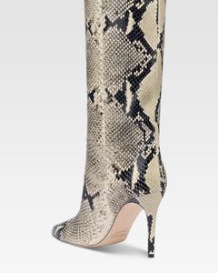 STIVALI IN PELLE CON STAMPA PITONE NATURALE