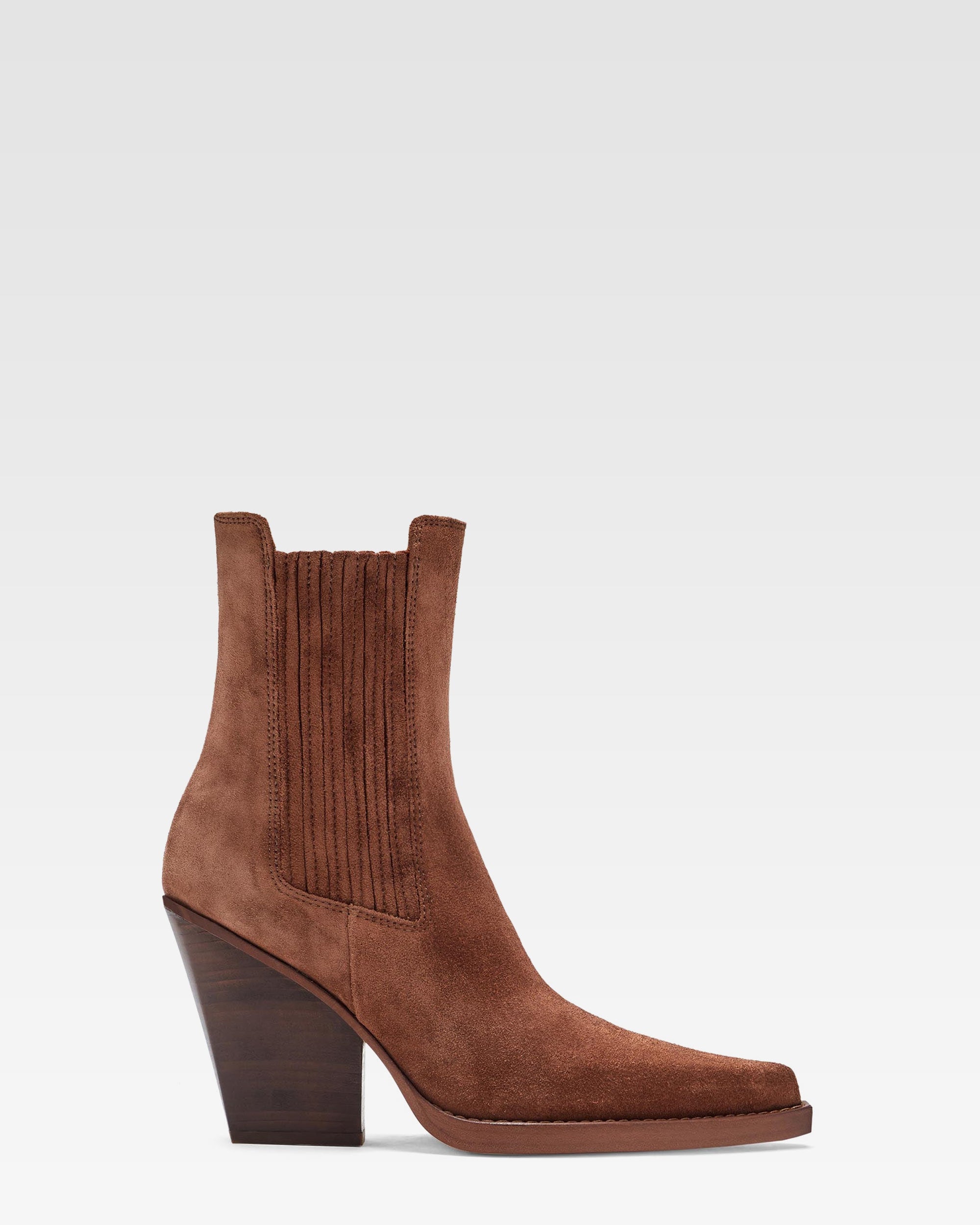 Stiefelette aus canyonbraunem Kalbsveloursleder