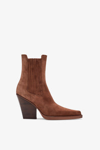 Bottines en veau velours marron canyon