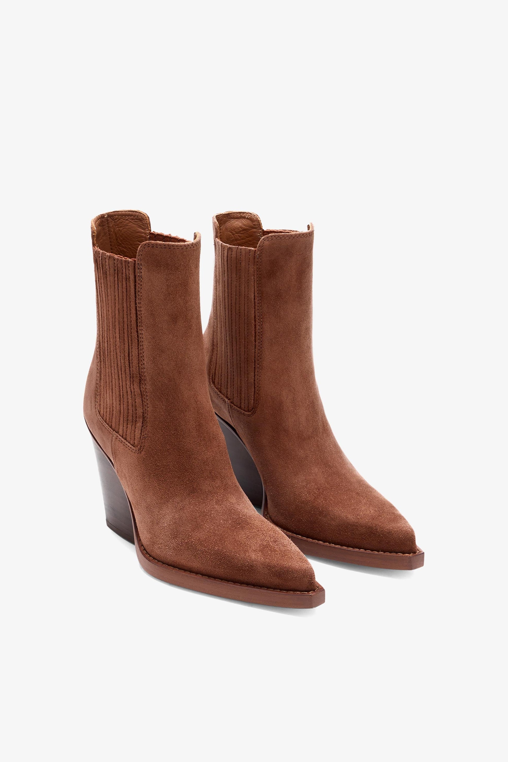 Bottines en veau velours marron canyon