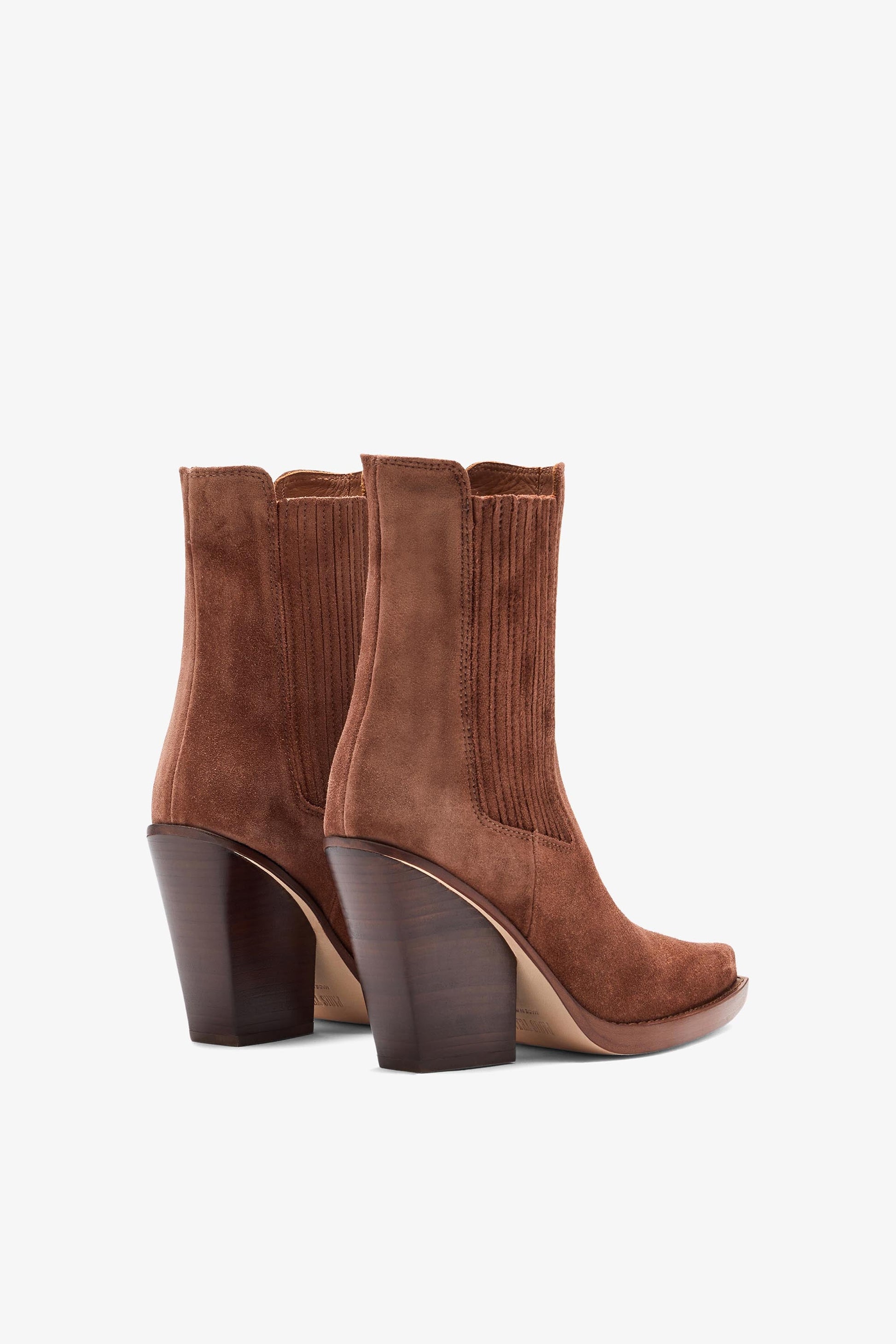 Bottines en veau velours marron canyon