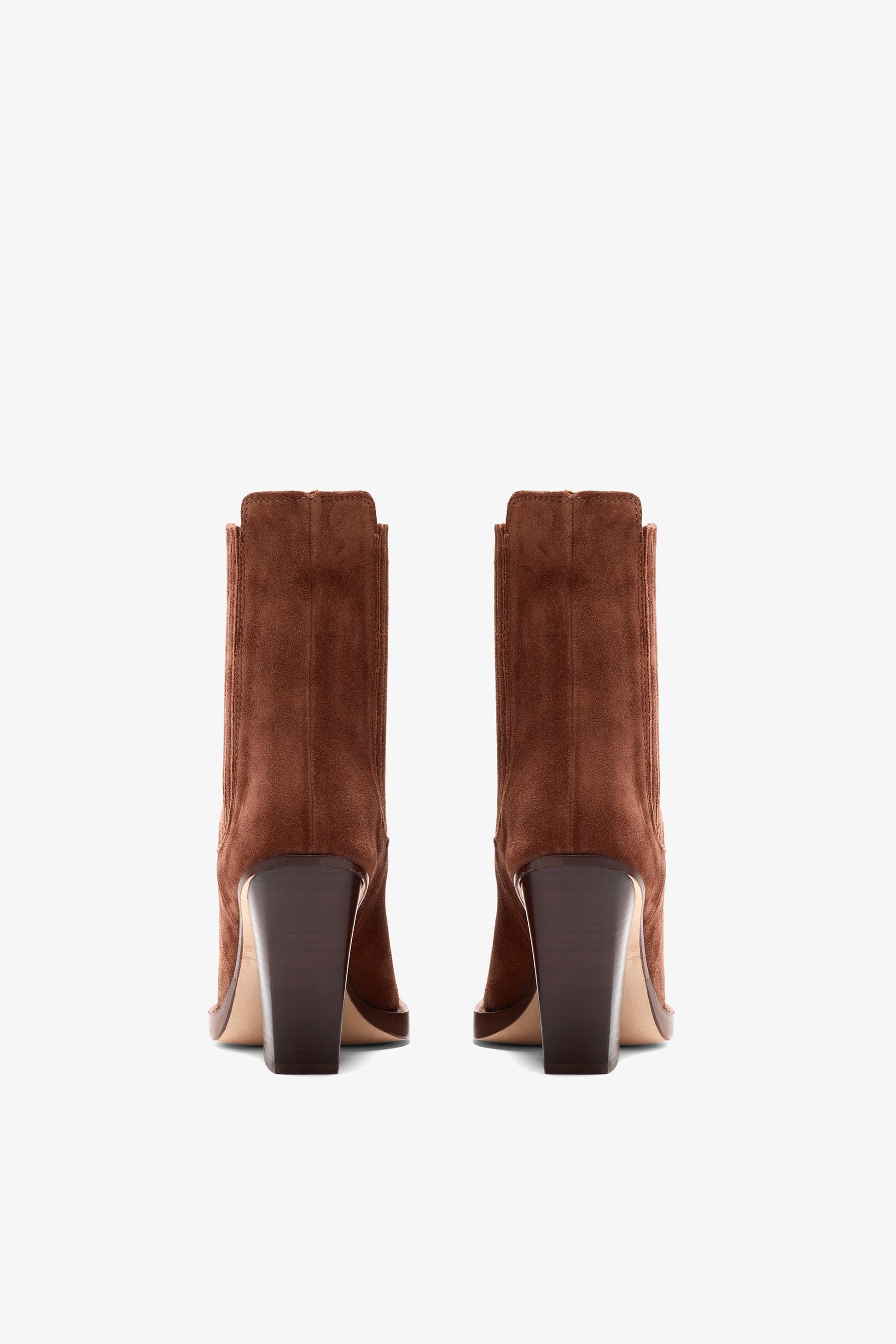 Bottines en veau velours marron canyon