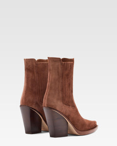 Suede Western ankle boot