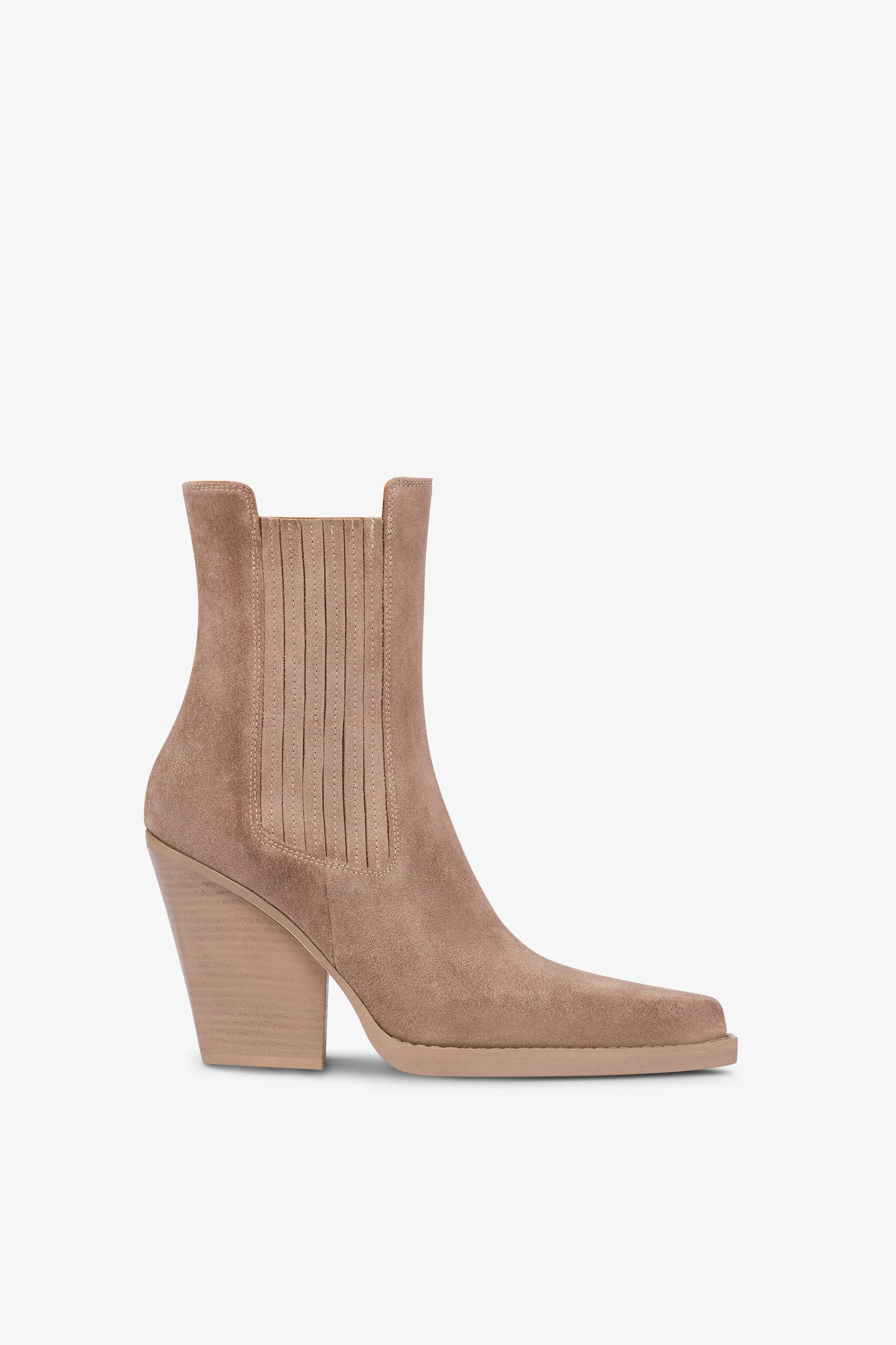 Bottines a bout carre en cuir suede koala