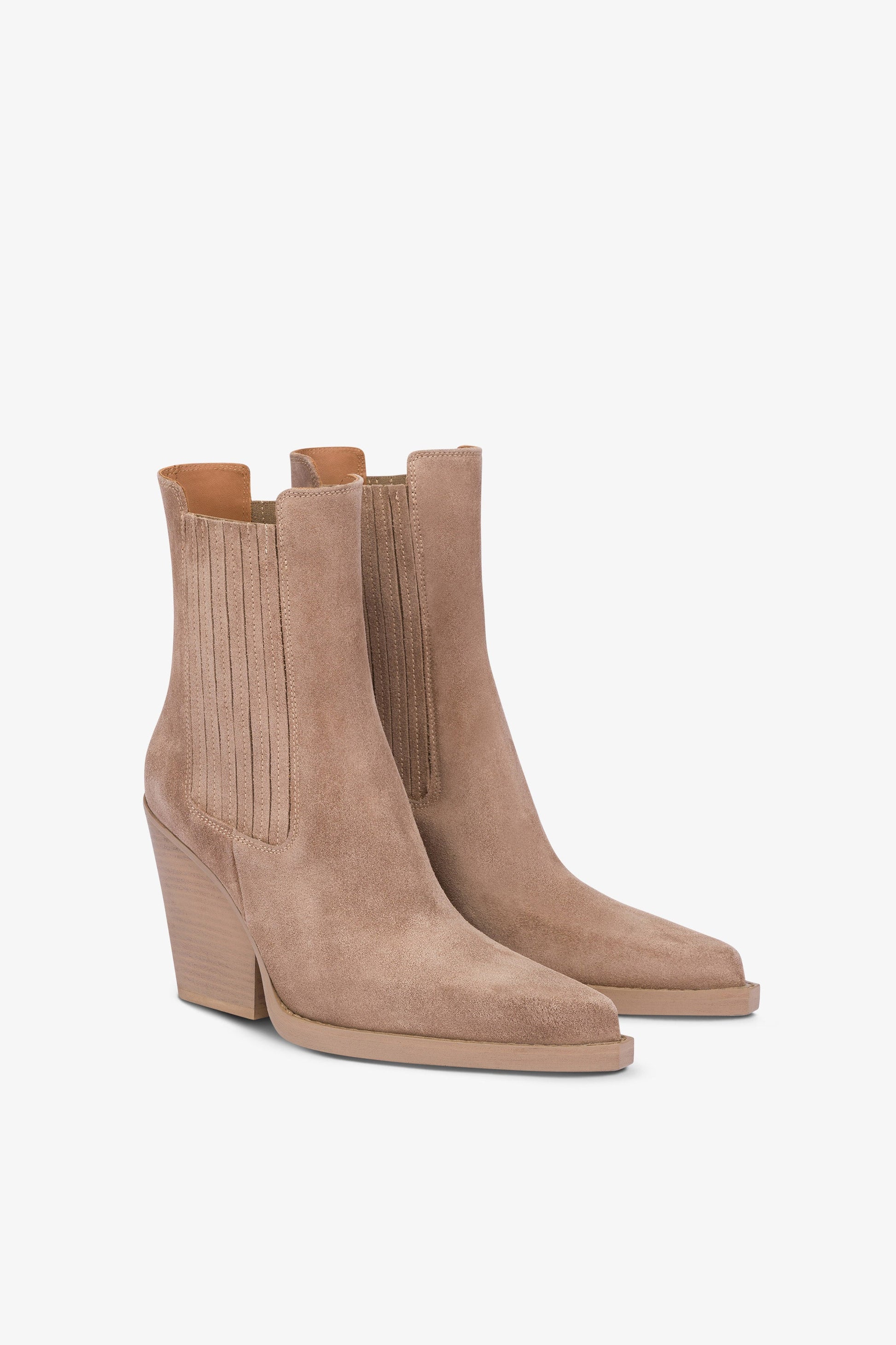 Bottines a bout carre en cuir suede koala