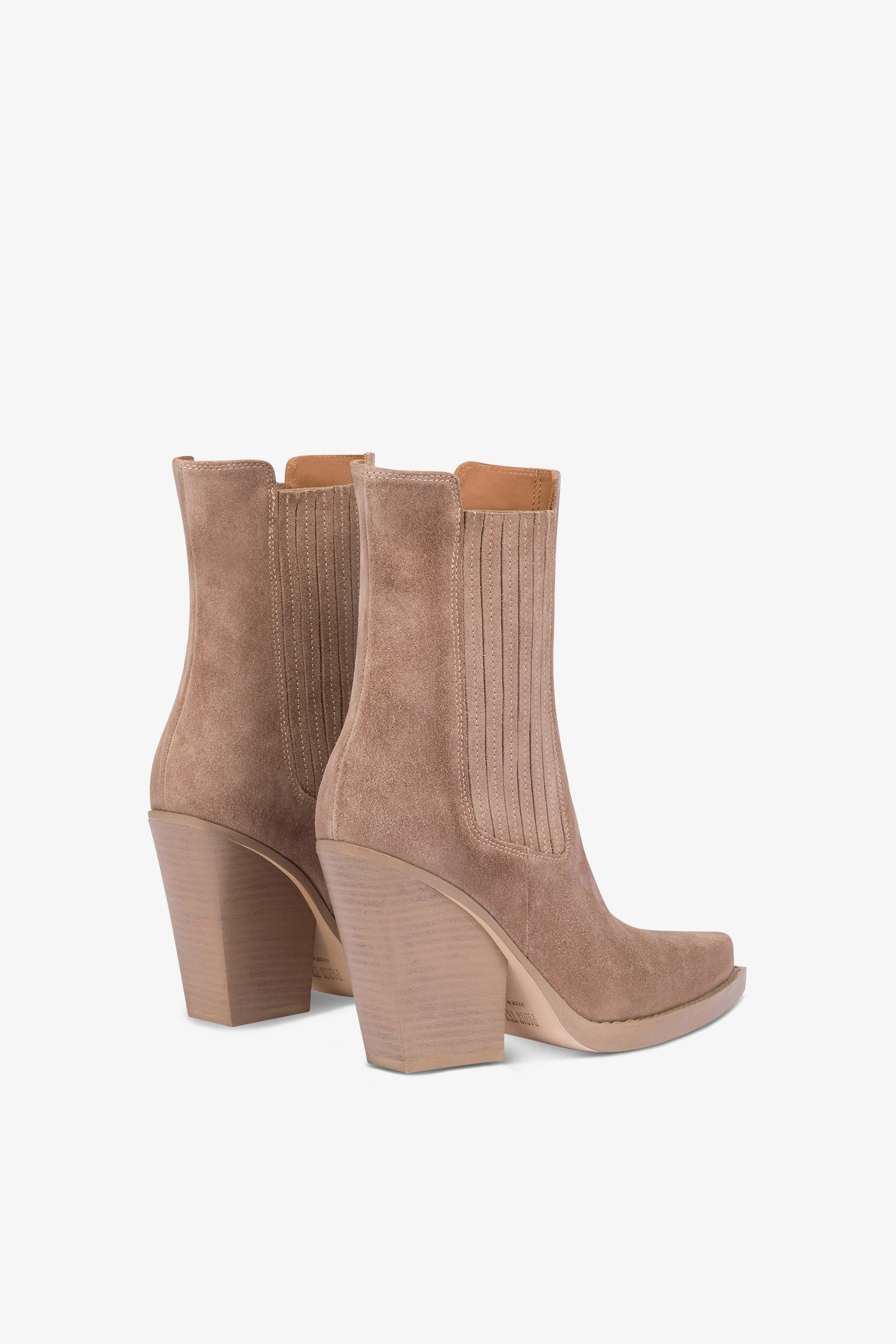 Bottines a bout carre en cuir suede koala