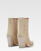 Angora calf suede ankle boots