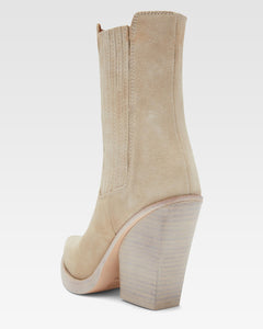 Angora calf suede ankle boots