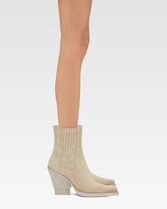 Angora calf suede ankle boots