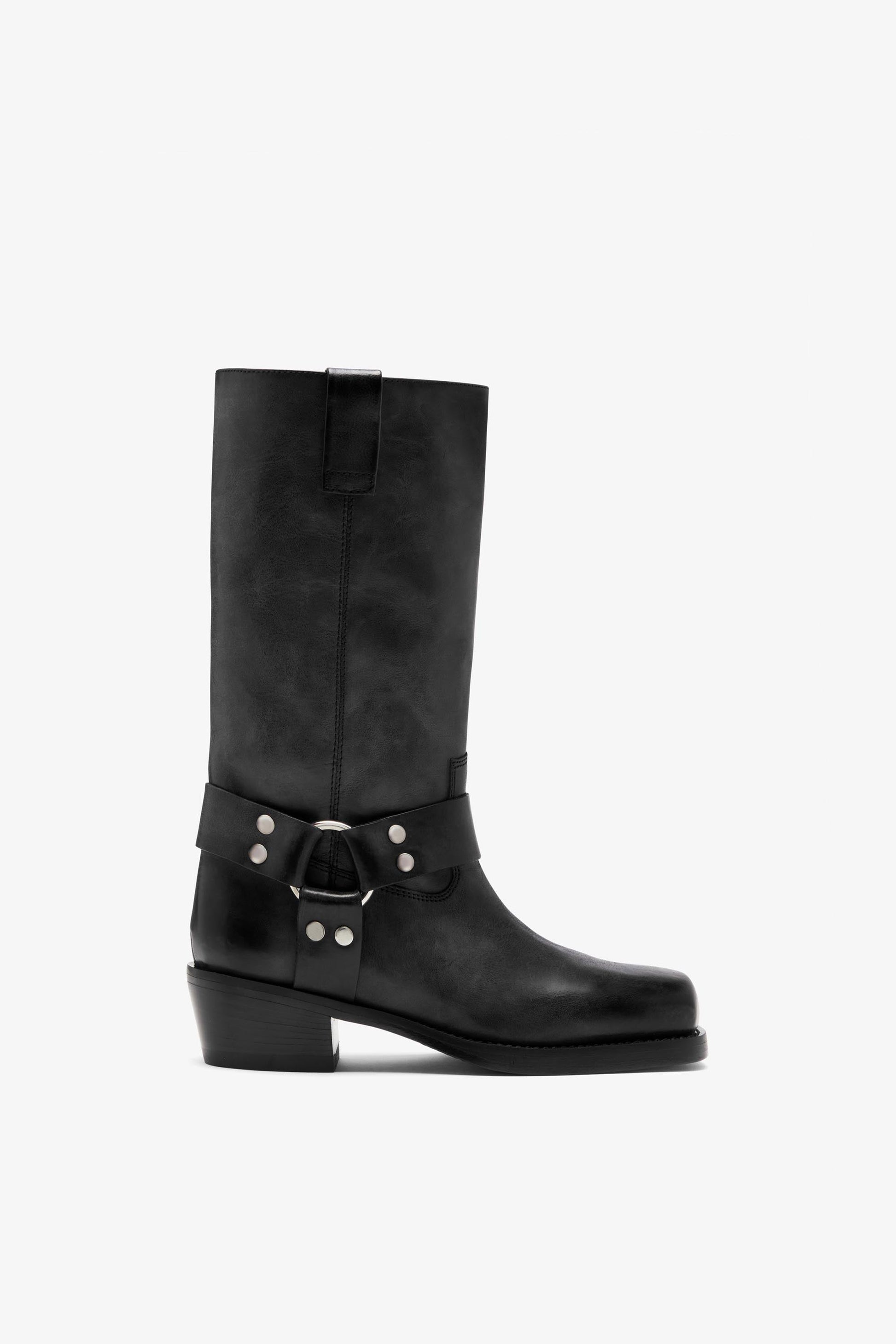 Bottes en cuir nappa noir