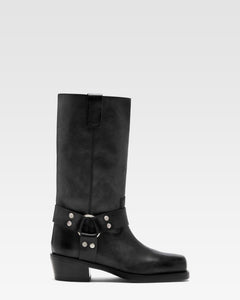 Bottes en cuir nappa noir