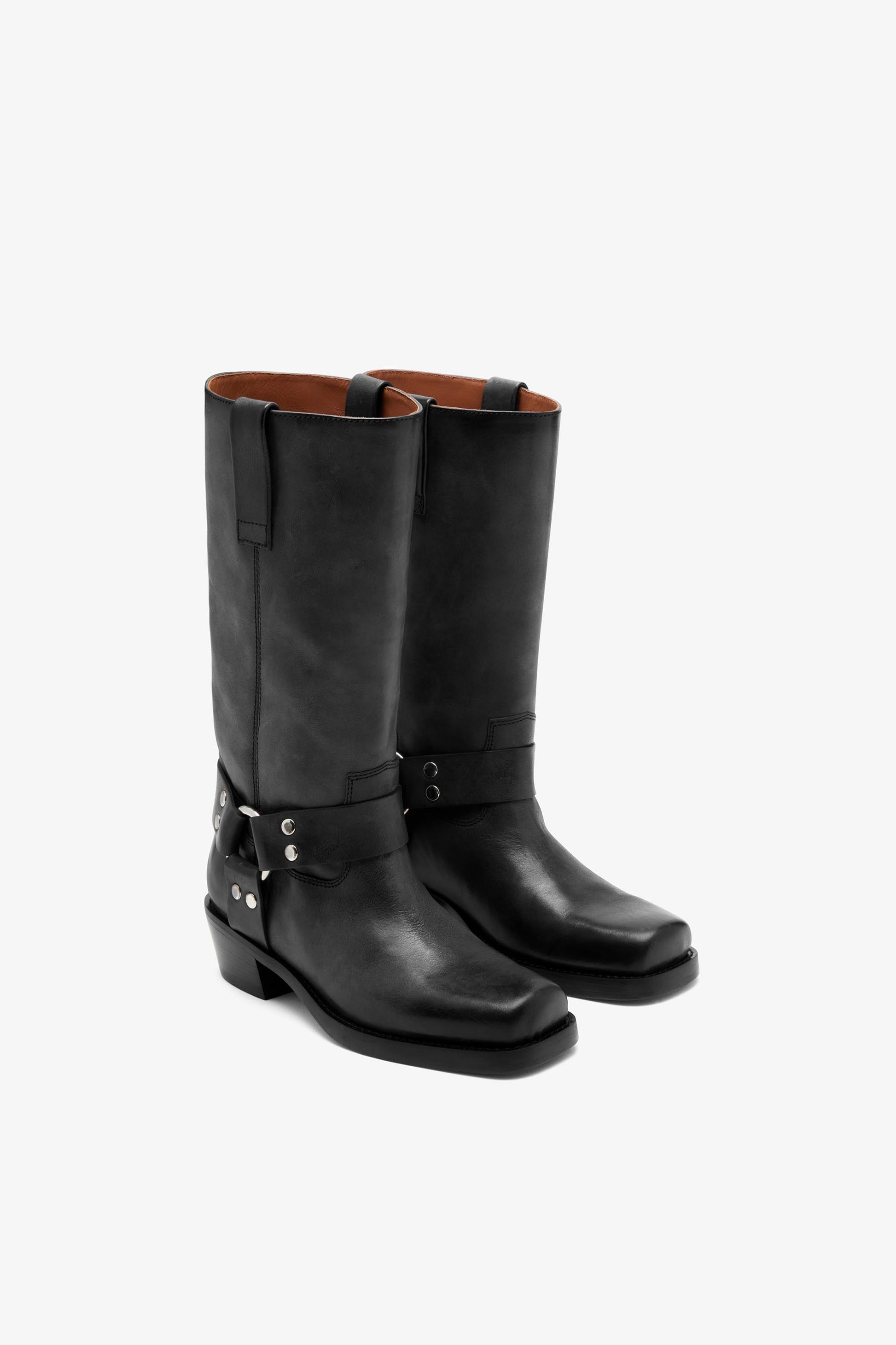 Bottes en cuir nappa noir