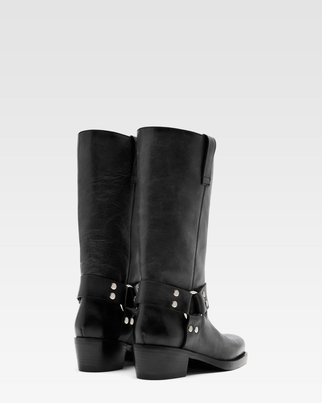 Bottes en cuir nappa noir