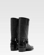 Bottes en cuir nappa noir