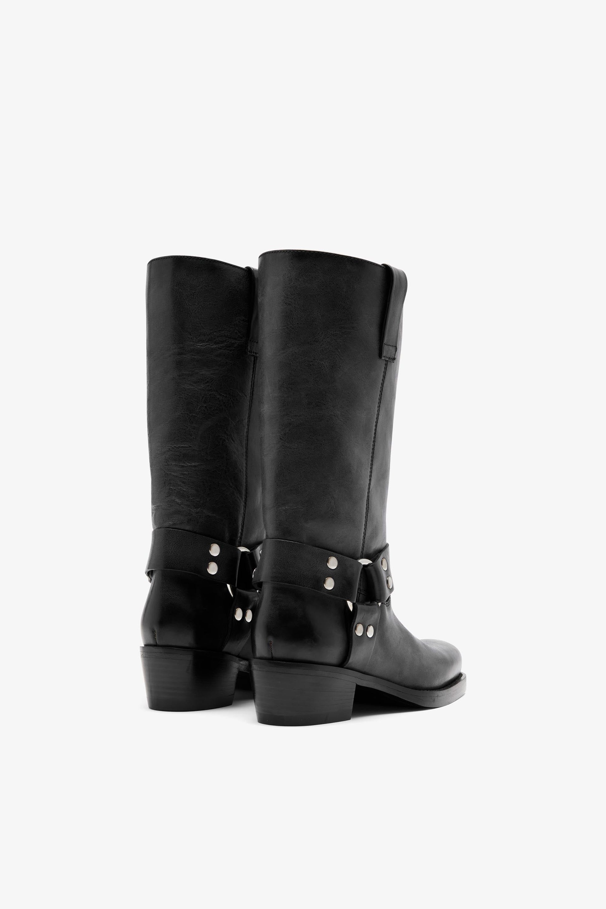 Bottes en cuir nappa noir