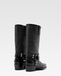 Bottes en cuir nappa noir