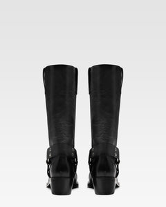 Bottes en cuir nappa noir