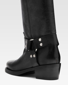 Bottes en cuir nappa noir