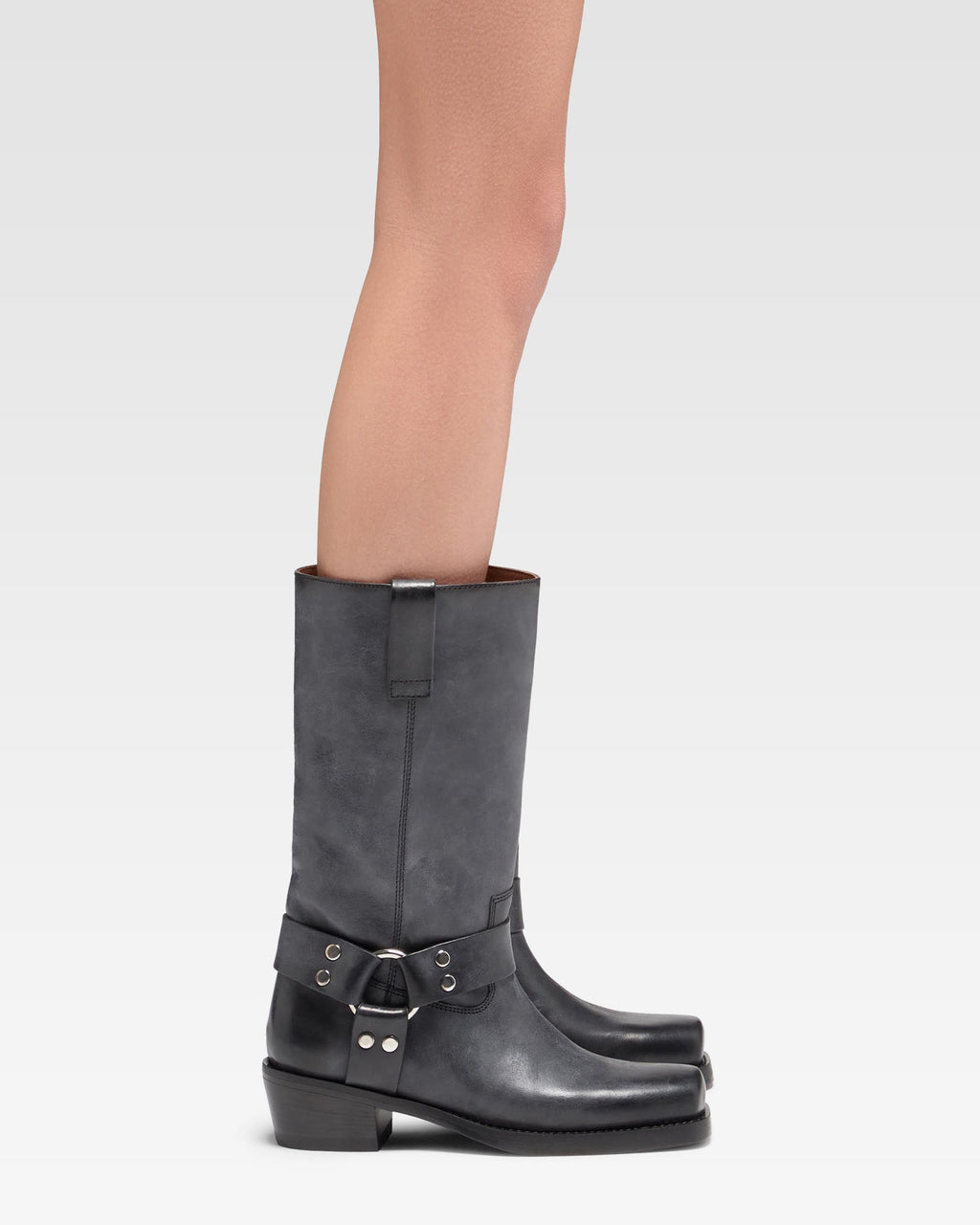 Bottes en cuir nappa noir