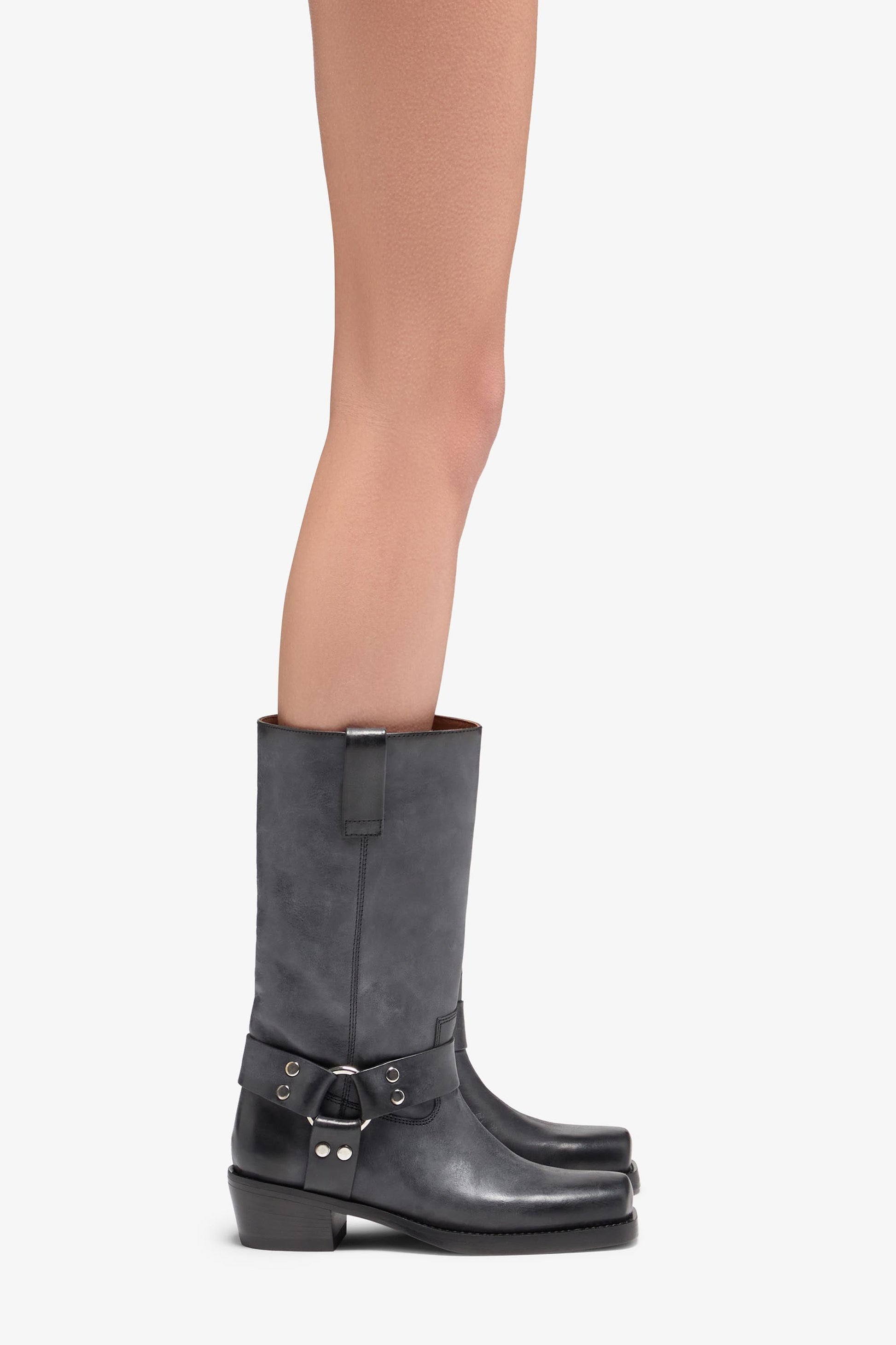 Bottes en cuir nappa noir - Produit porté