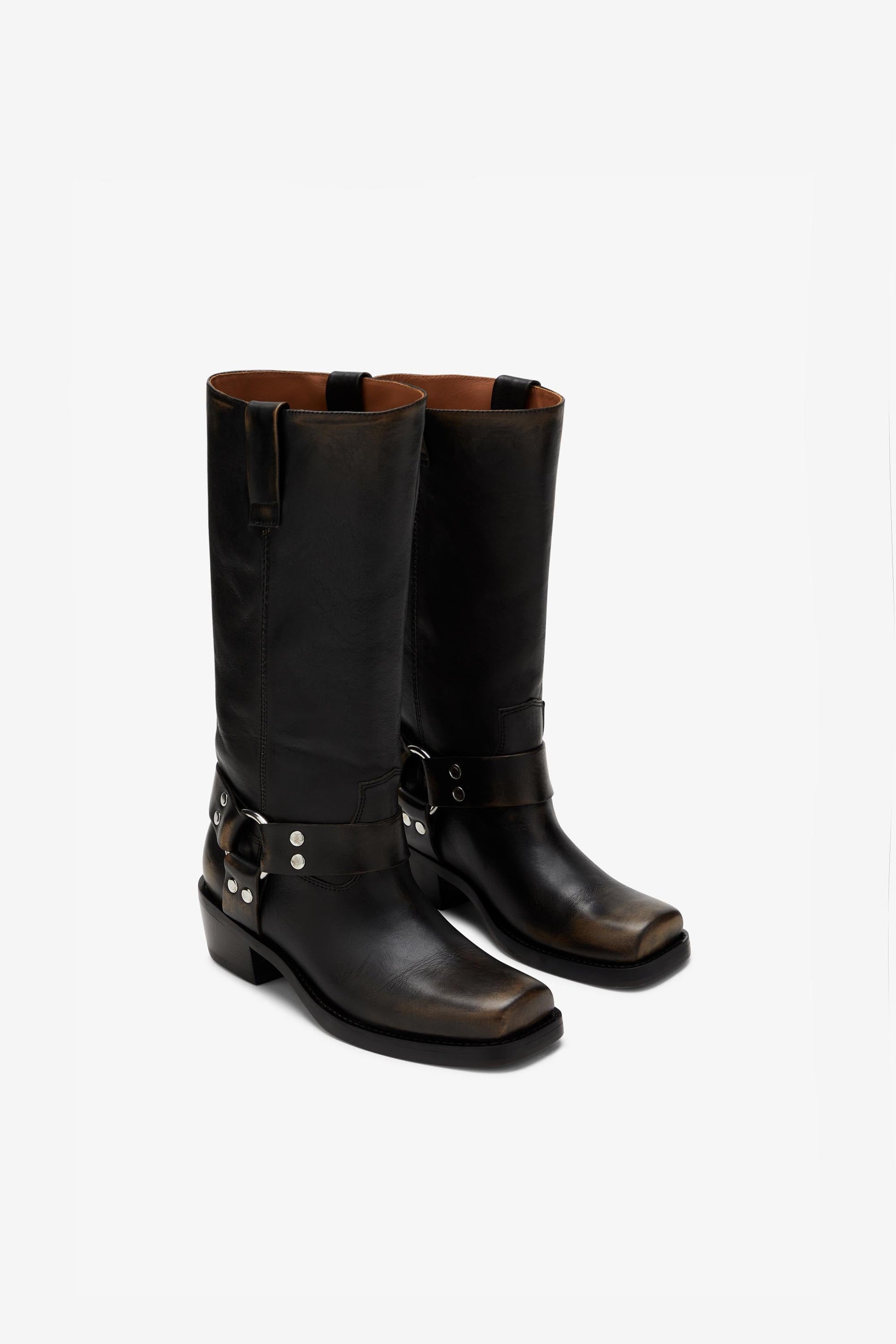 Botas de piel cepillada negra