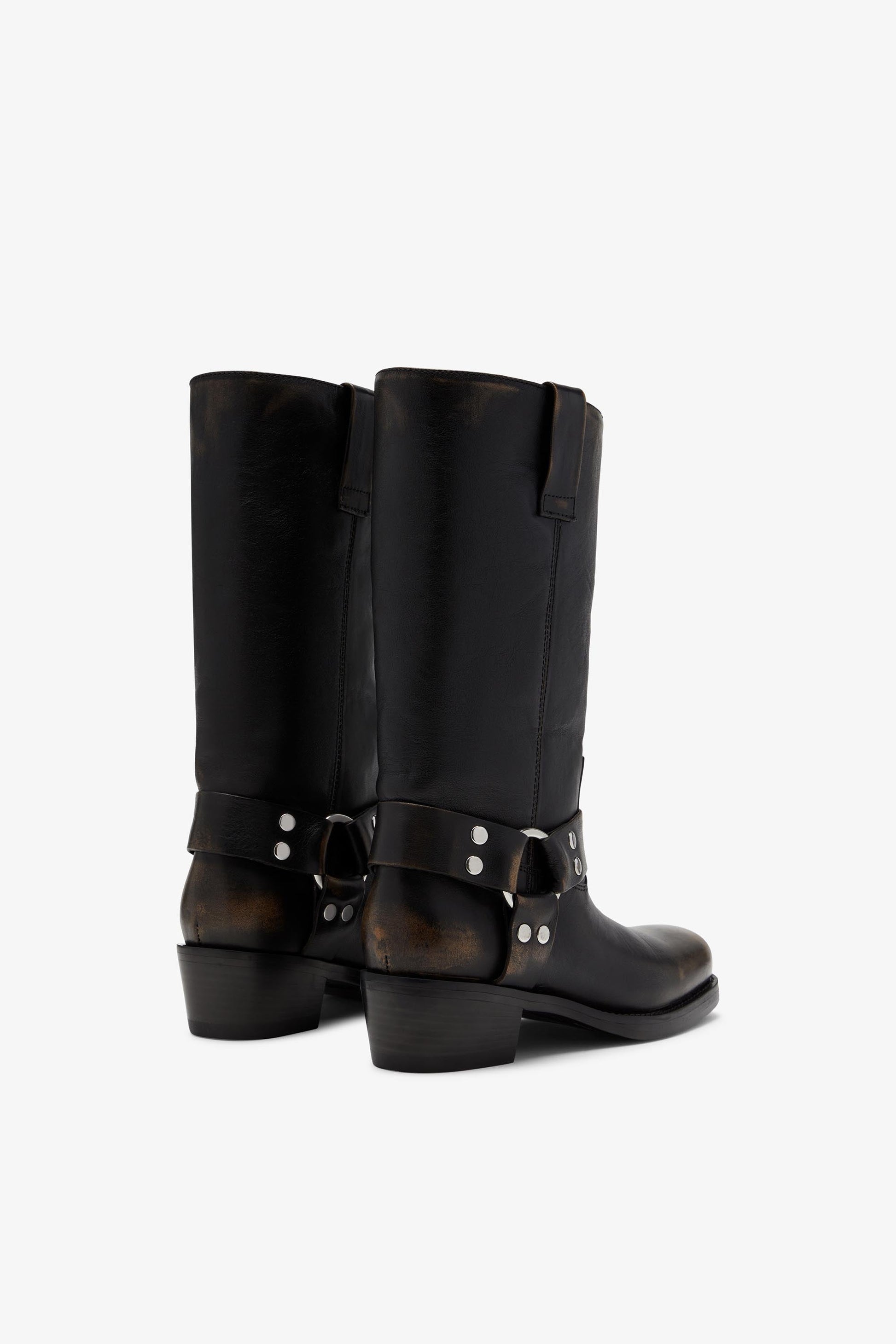 Botas de piel cepillada negra