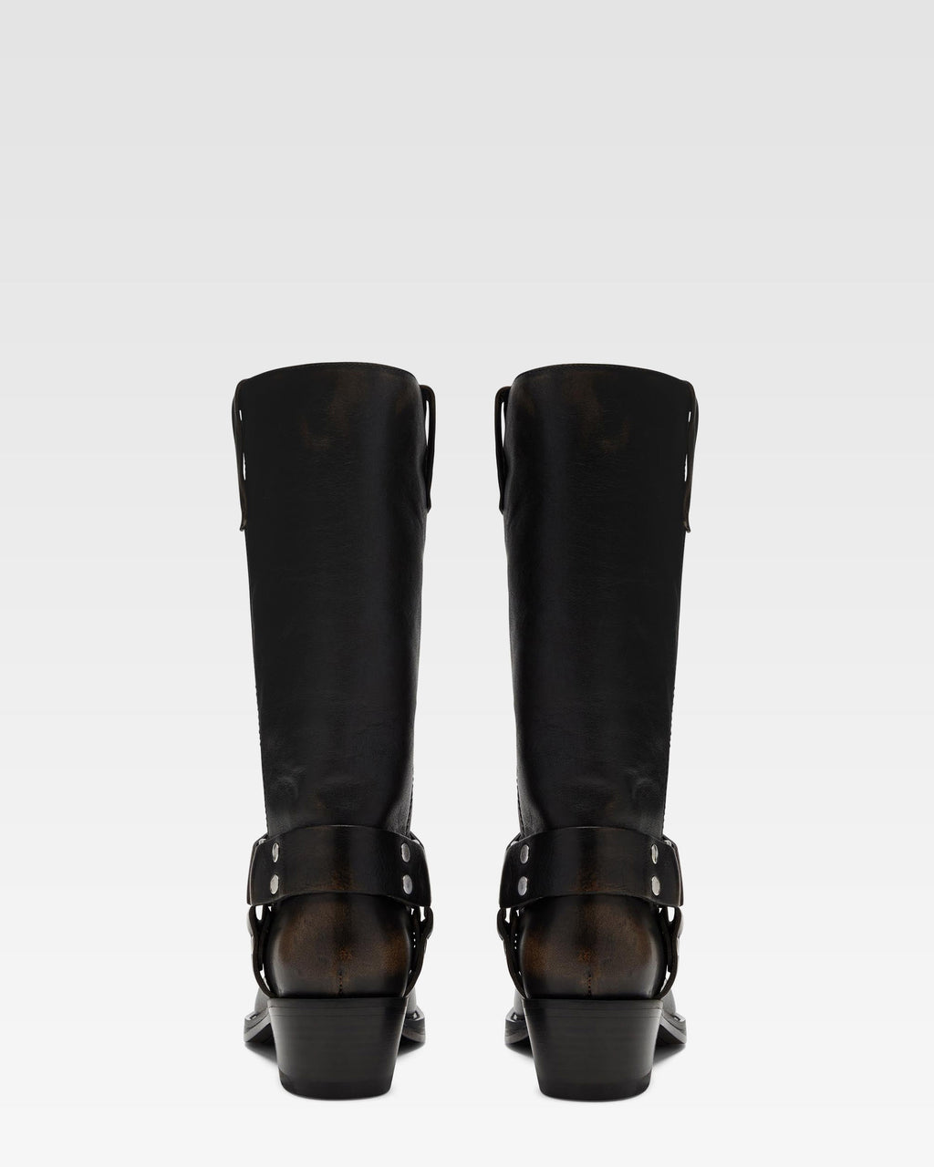Bottes en cuir bross'e noir