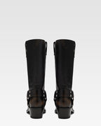 Bottes en cuir bross'e noir