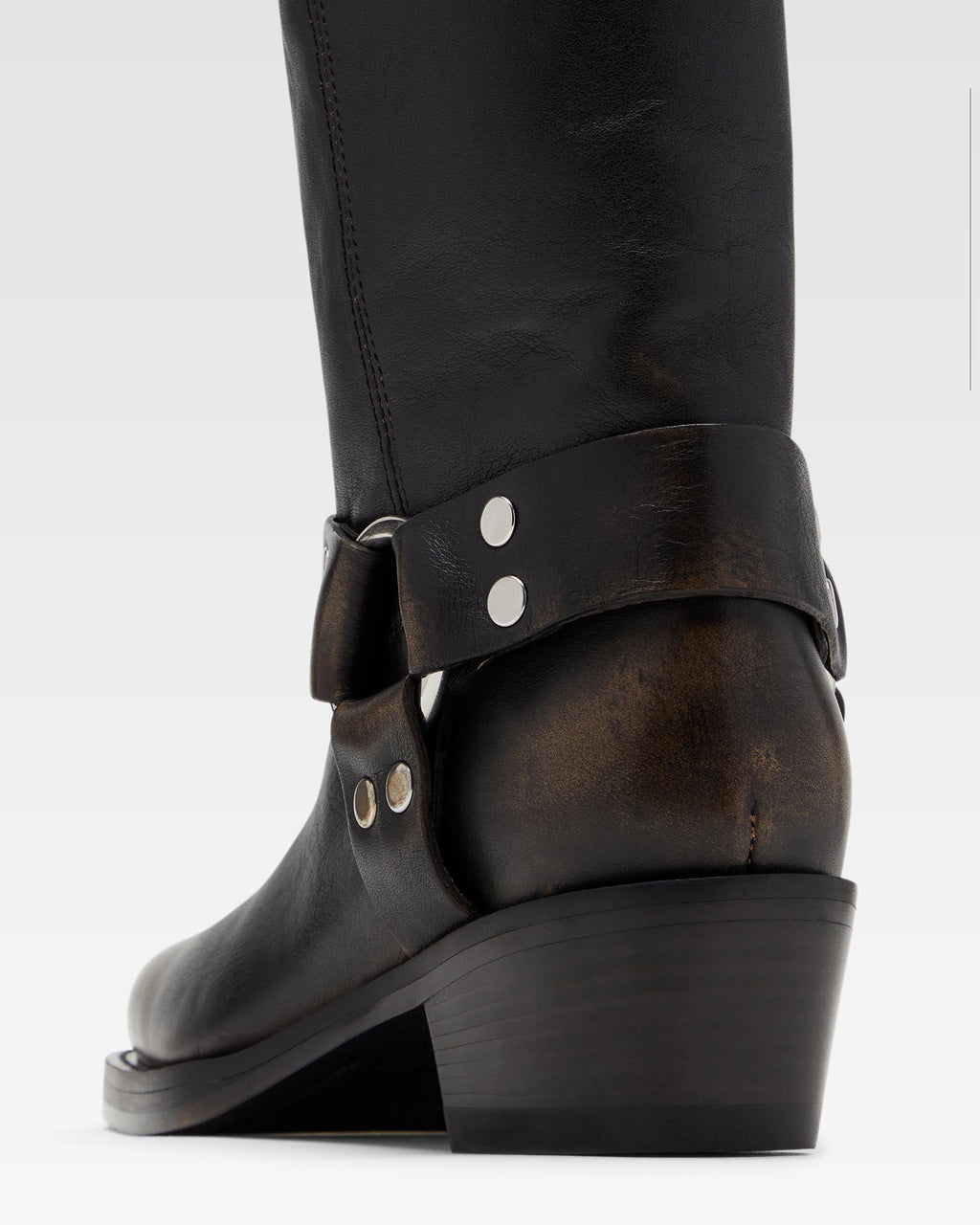 Bottes en cuir bross'e noir