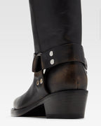 Bottes en cuir bross'e noir