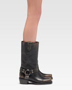 Bottes en cuir bross'e noir