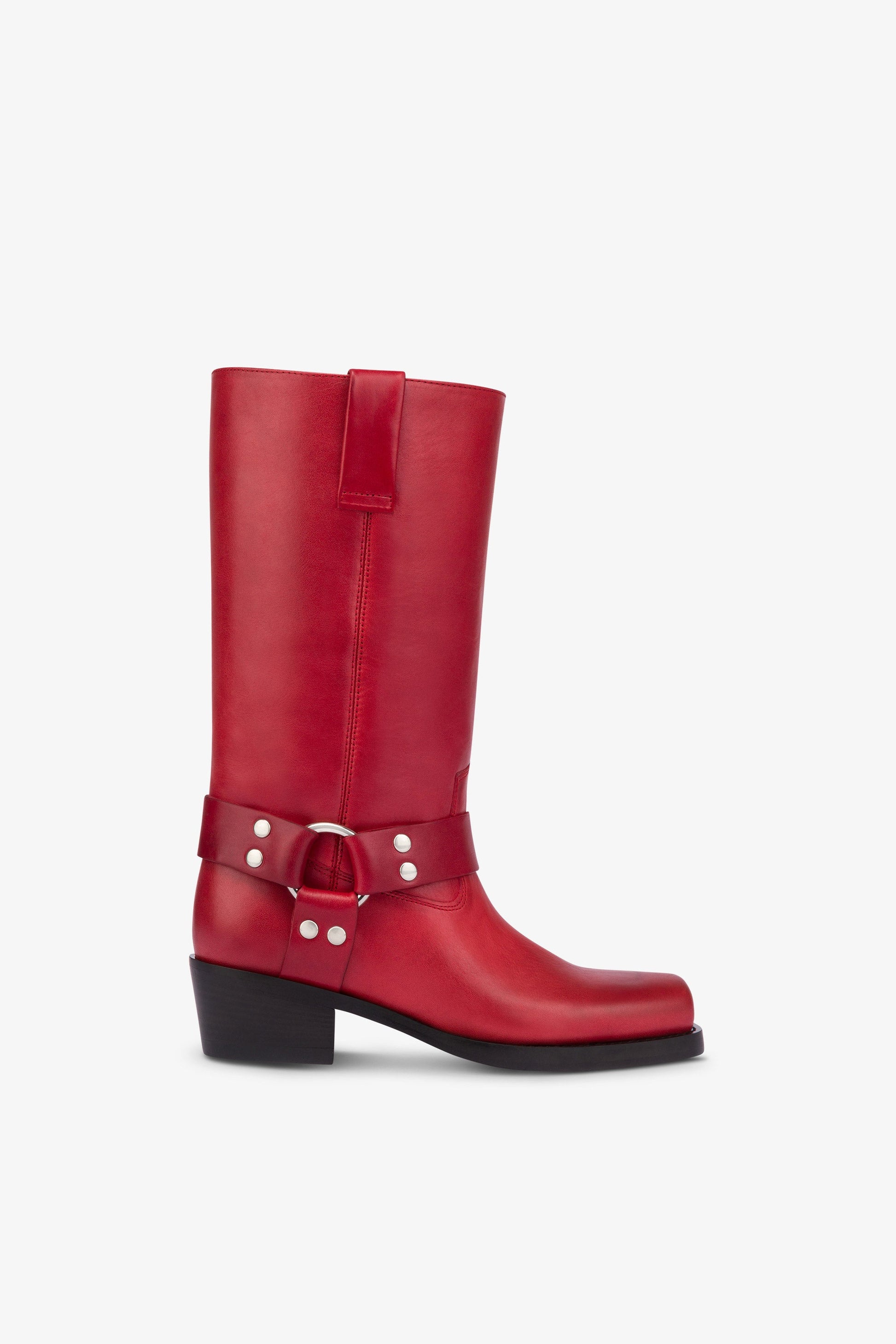 Bottes a bout carre en cuir fiesta lisse