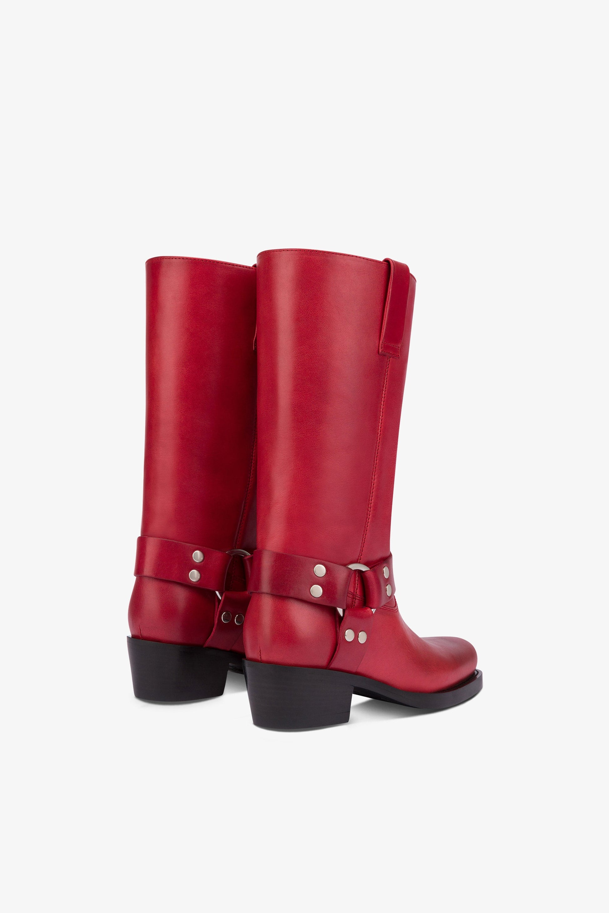 Bottes a bout carre en cuir fiesta lisse