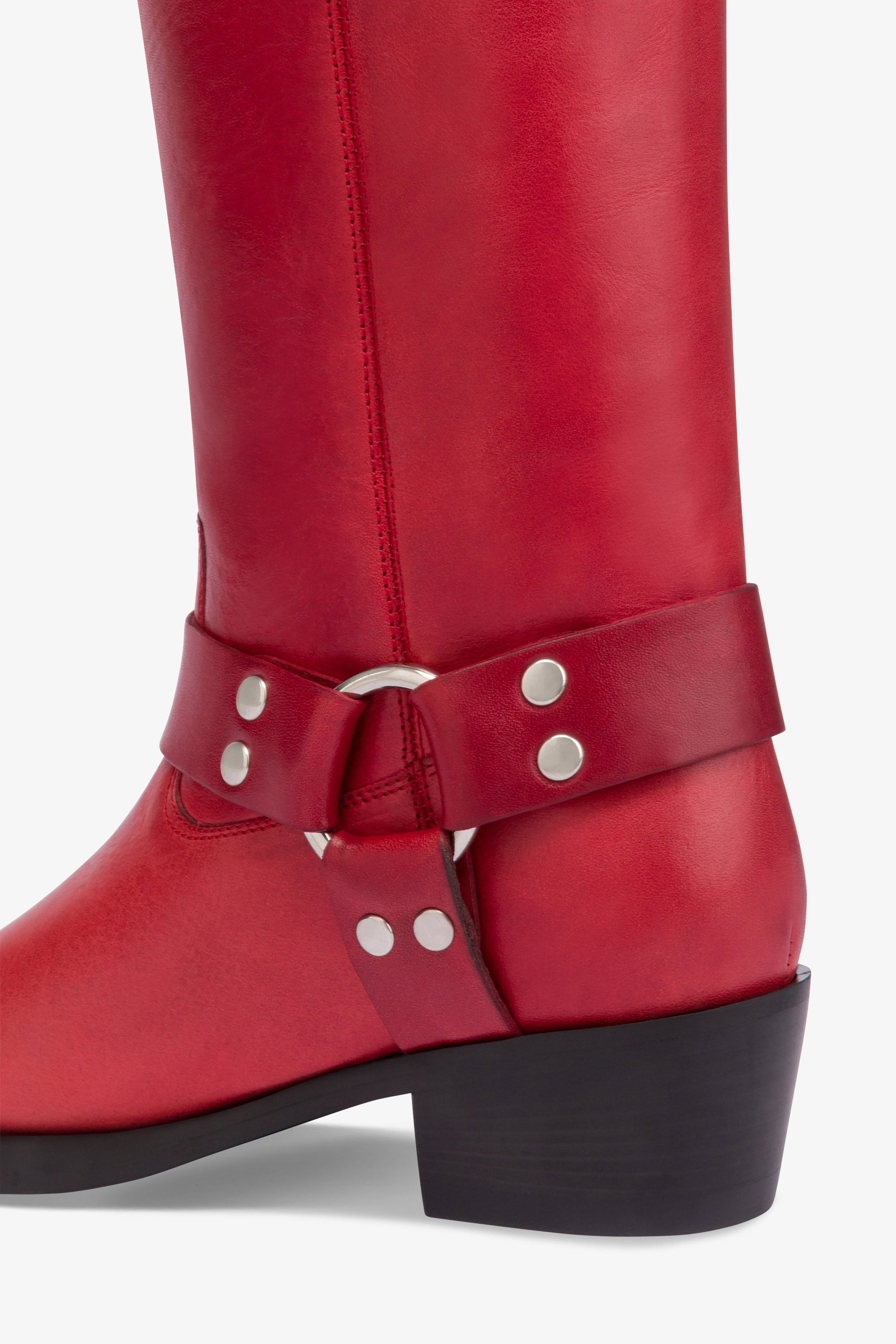 Bottes a bout carre en cuir fiesta lisse