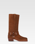 Boots in cognac calf suede leather