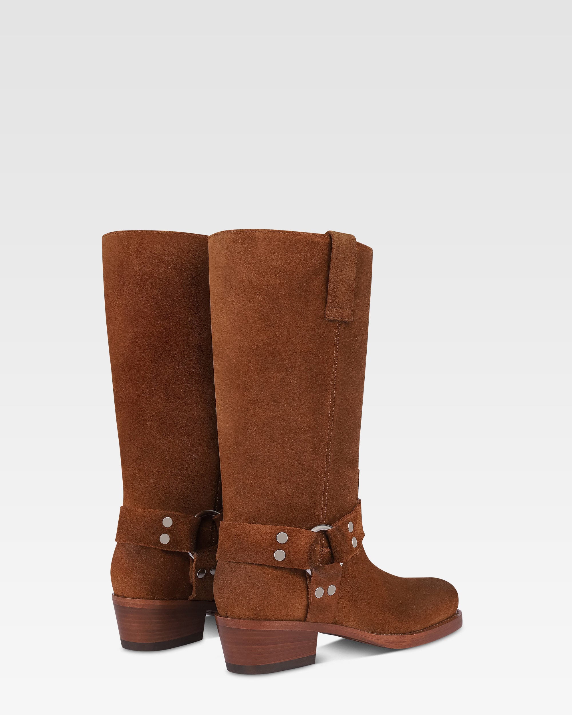 Boots in cognac calf suede leather