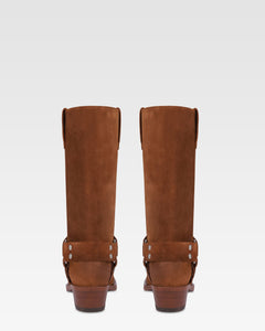Boots in cognac calf suede leather