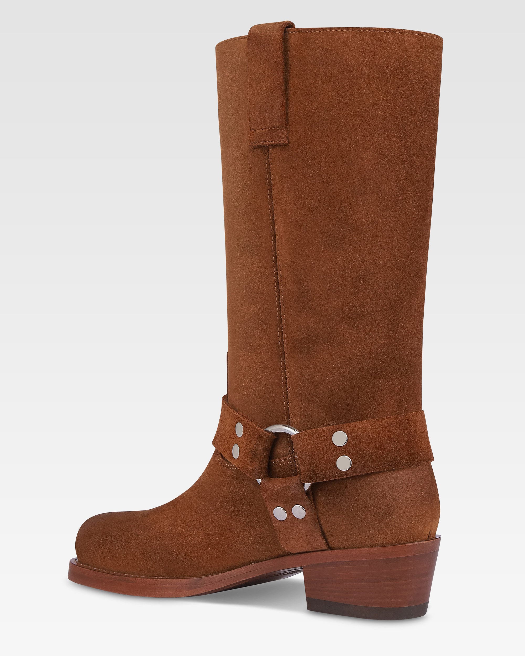 Boots in cognac calf suede leather