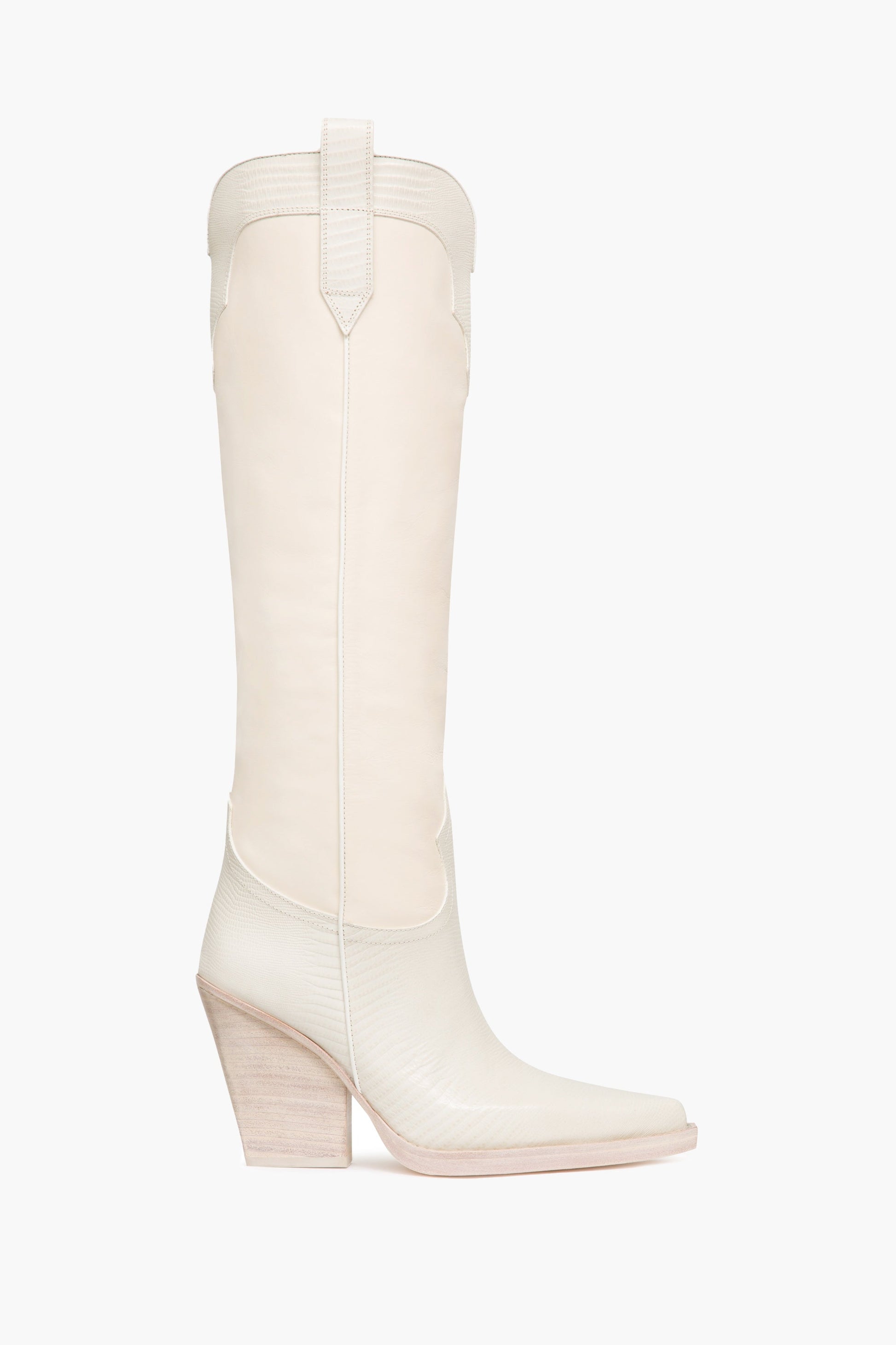 Bottes en cuir blanc effet l'ezard