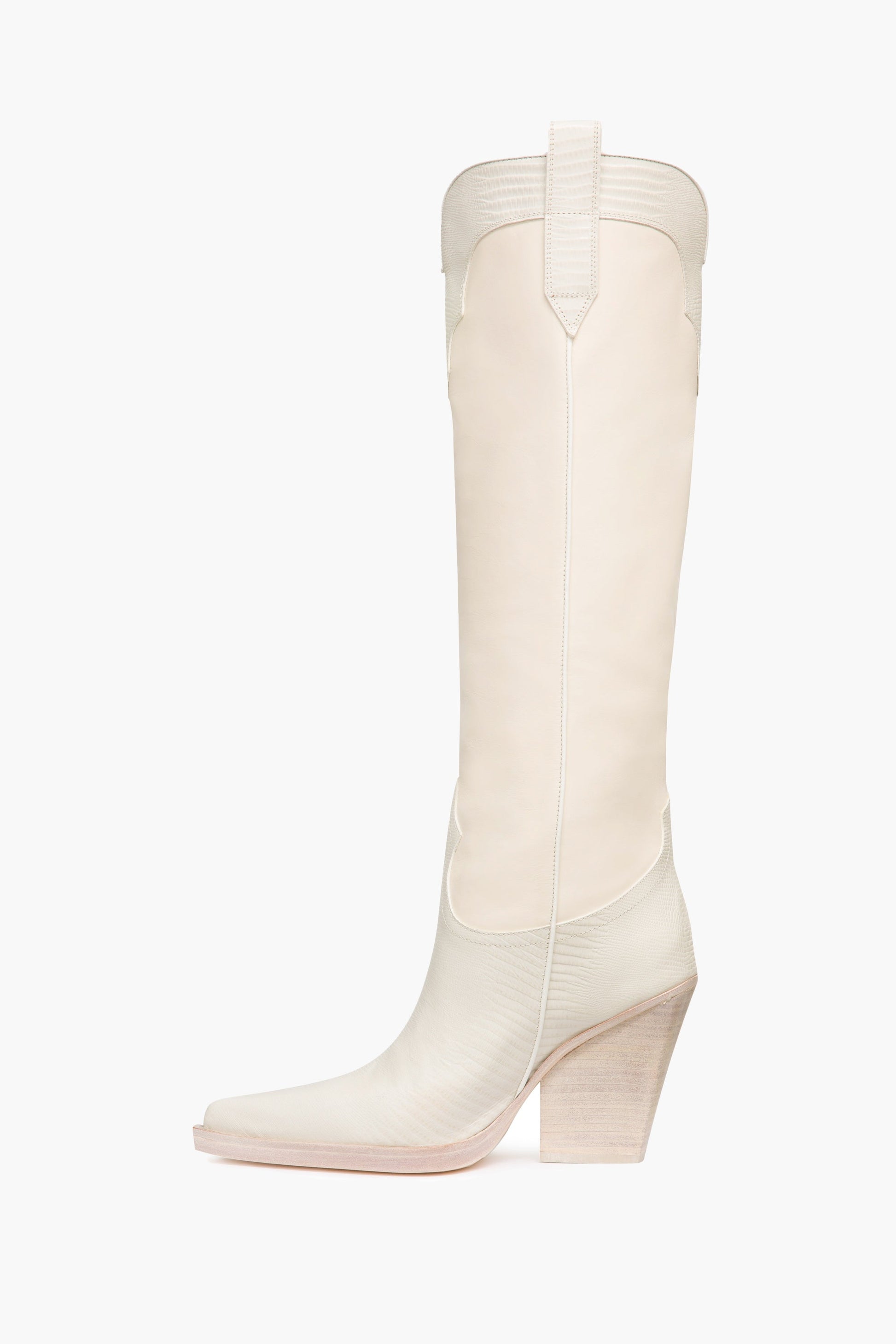 Bottes en cuir blanc effet l'ezard - Côté