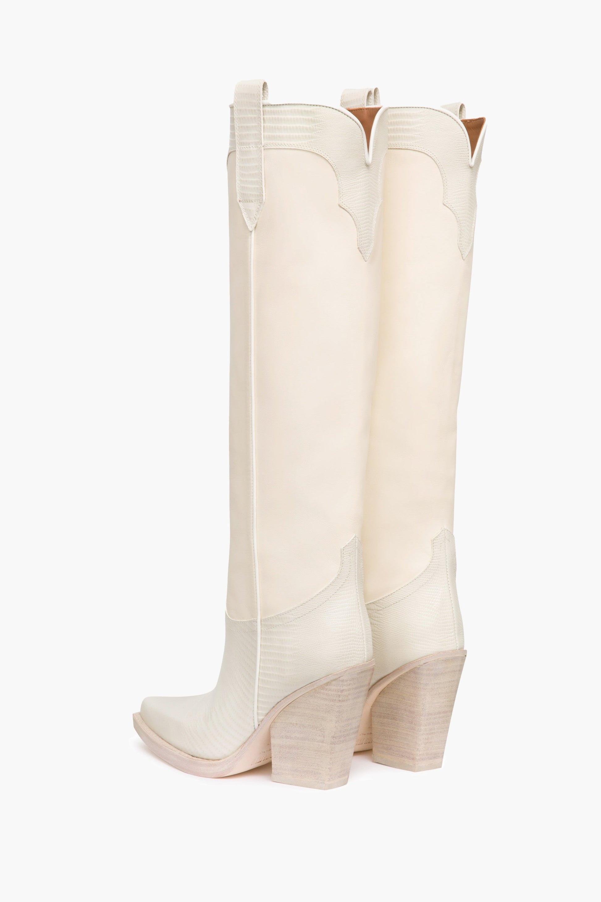 Bottes en cuir blanc effet l'ezard - Arrière