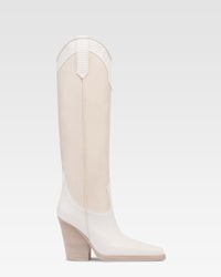 Boots in lizard-print and white leather — White