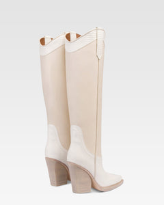 STIVALI IN PELLE CON STAMPA LIZARD BIANCA