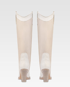 STIVALI IN PELLE CON STAMPA LIZARD BIANCA