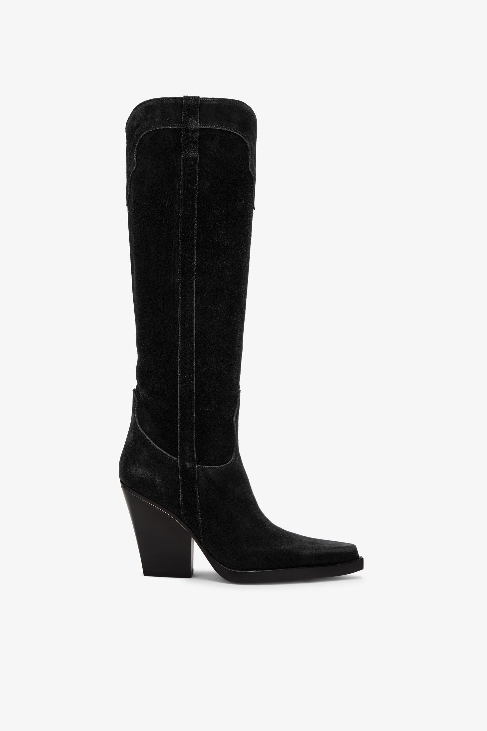 Black calf suede boots