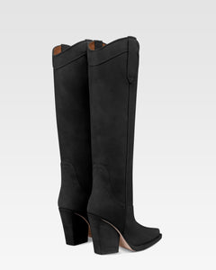 Black calf suede boots