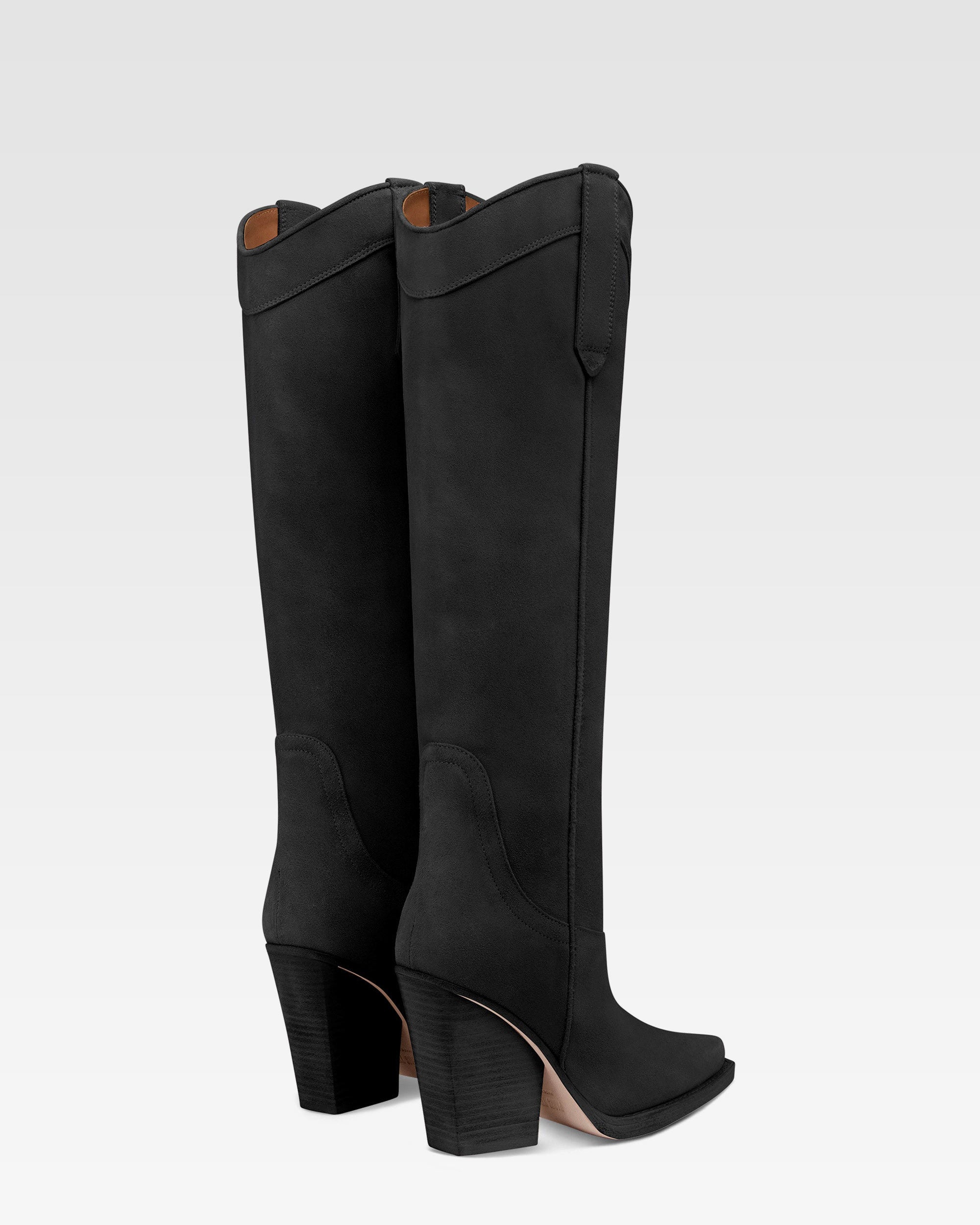 Black calf suede boots