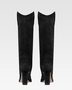 Black calf suede boots