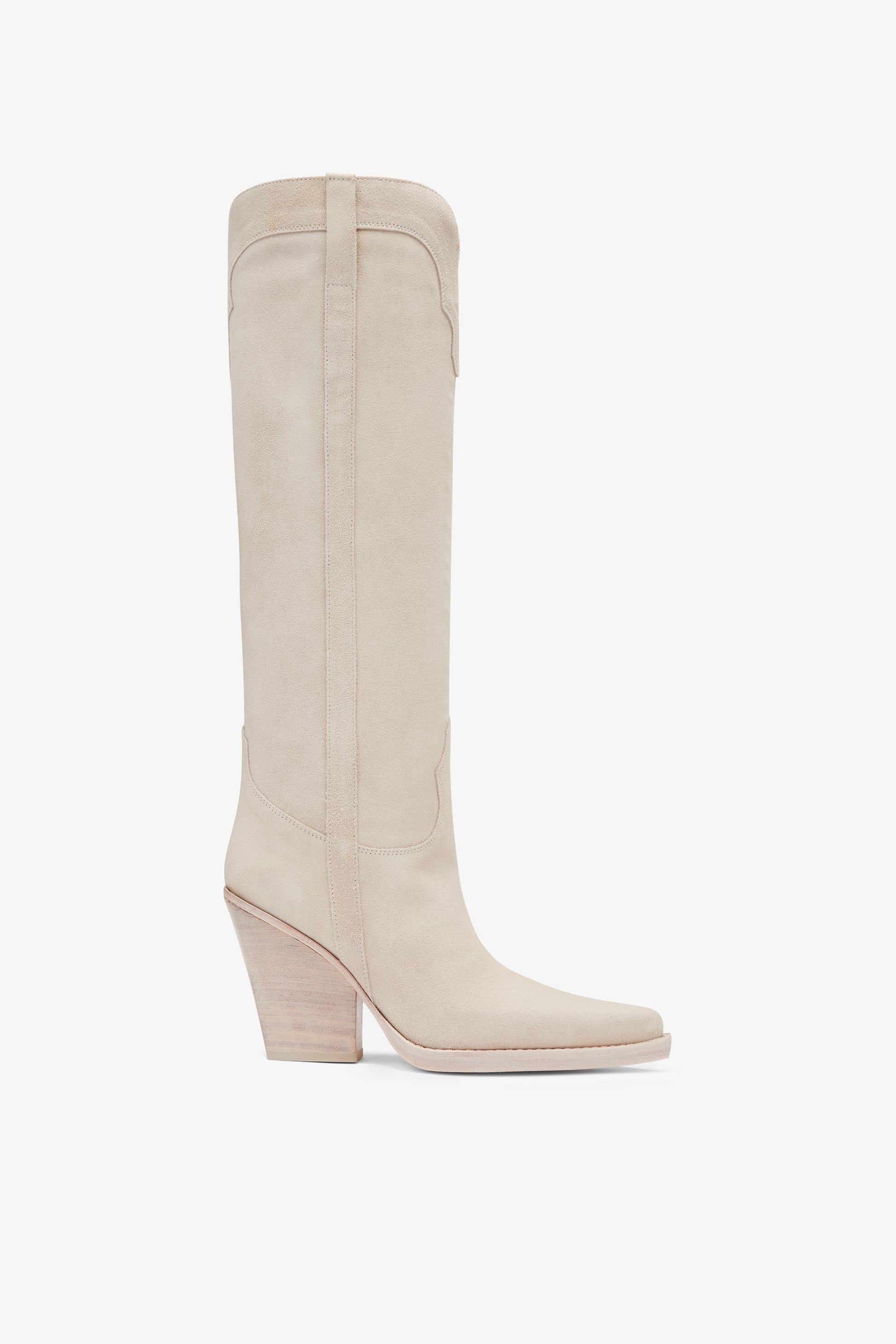 Botas en ante de piel de becerro blanco angora